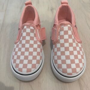 Vans Kids Peach and White Checkered Slip-On Sneakers